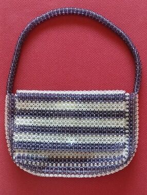 NWT J. Crew Beaded Mini Shoulder Bag in Grey and White